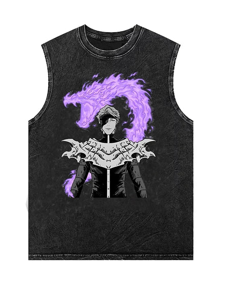 Men's Tank Tops Anime Gojo Jujutsu Man Sleeveless Shirt Summer New Women's Oversized Vintage Washed Vest Gym T Shirt Y2k Clothes