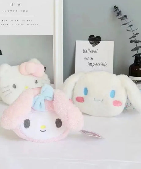 Sanrio Hello Kitty Plush Coin Purse Coin Purse Zipper Coin Purse USB Wired Headset Mini Bag Key Bag Children's Birthday