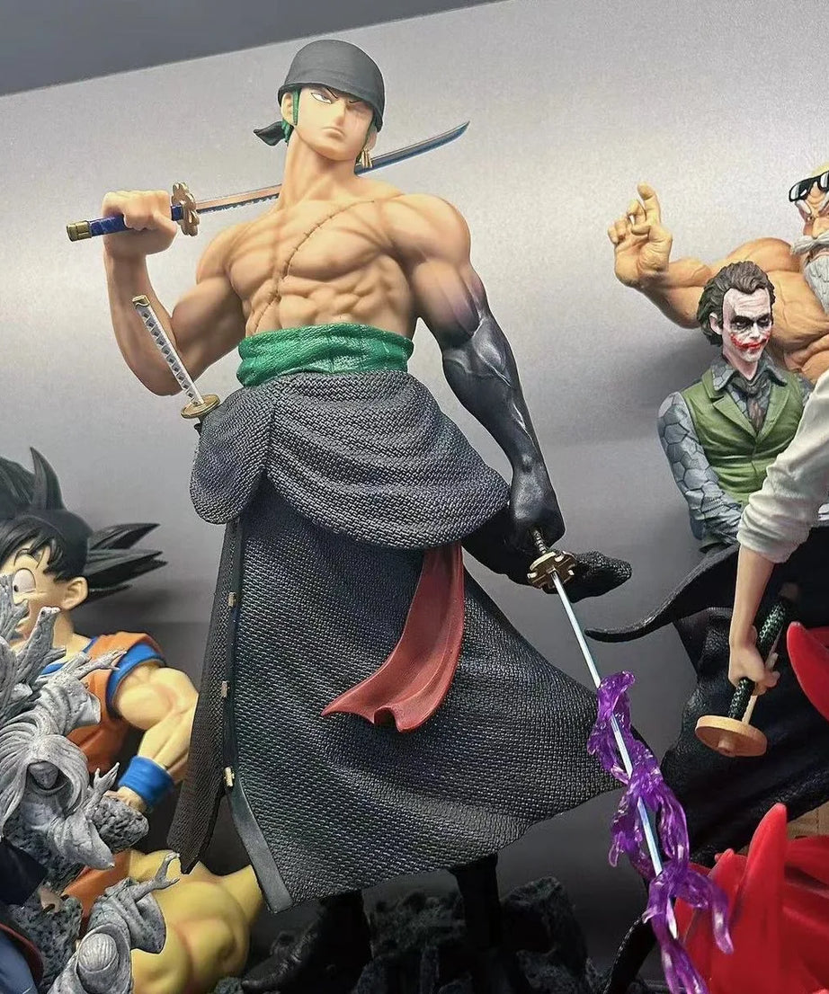 One Piece Anime Large 50cm Five-Headed Eagle Carrying Knife Domineering Zoro Collectible Statue Model Figure Ornament Gifts