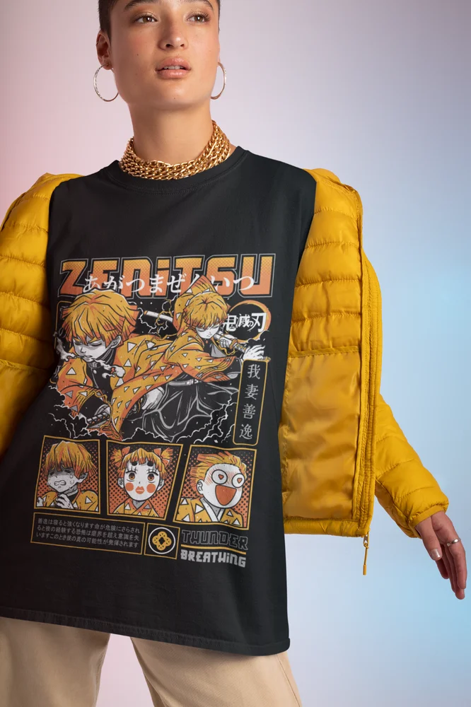 Agatsuma Zenitsu T-Shirt – Demon Slayer Kimetsu no Yaiba Anime Tee