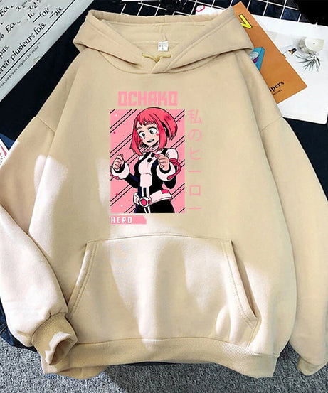 New Fashion Autumn Winter Sweatshirts Anime Ochaco Uraraka Printing Hoodies Fashion Women Men Streetwear Long Sleeve Pullover