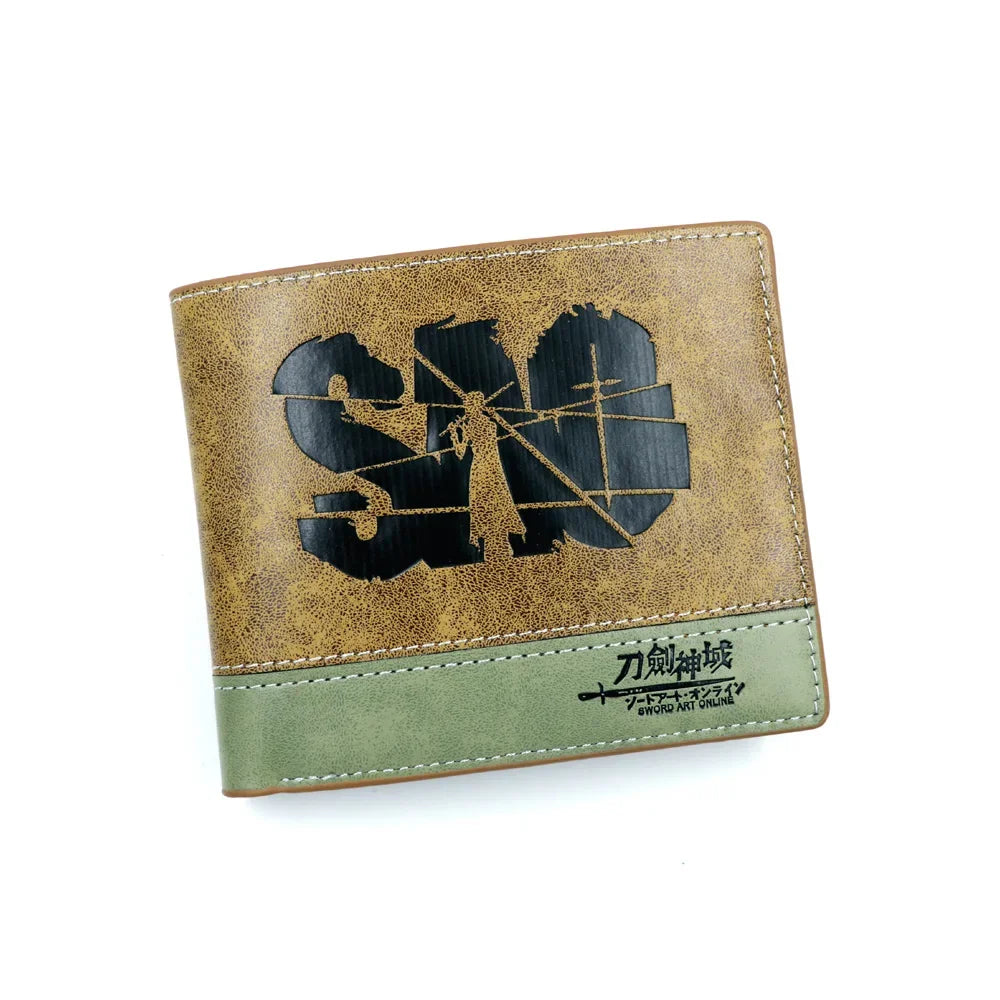 Anime demon slayer Man Bifold Wallets Khaki Card Holders Coin Purse