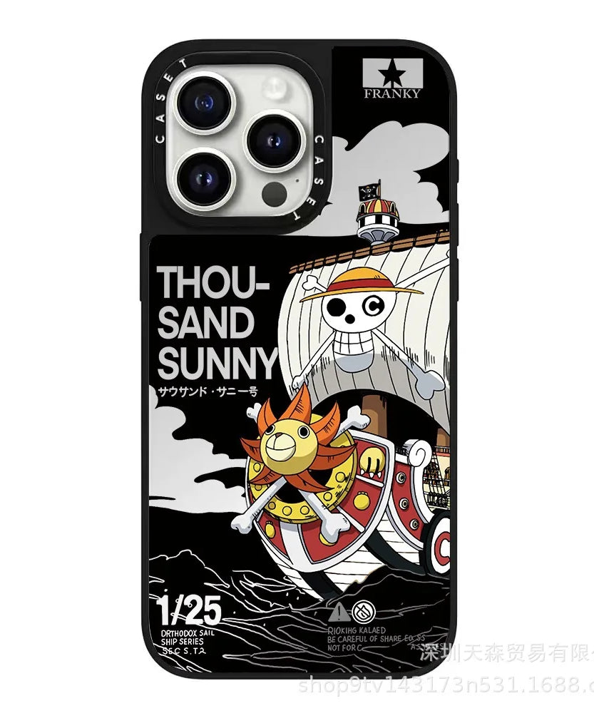 One Piece x Naruto Mirror Phone Case – Anti-Fall Collection for iPhone 16 Pro Max