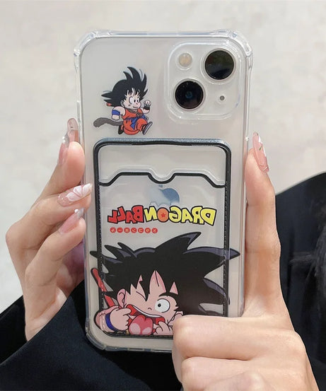 Bandai Anime Dragon Ball Card Holder Phone Case for iPhone 13 11 12 14 15Pro Max X Xs XR 8 7 Plus Clear Silicone Soft Back Cover