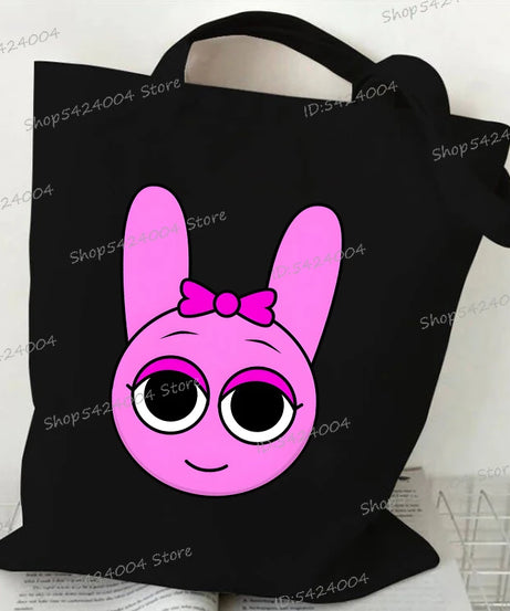 Anime Sprunki Incredibox Game Handbags Women Men Large Capacity No Zipper Canvas Tote Bag Sprunki Figure Shoulder Bag