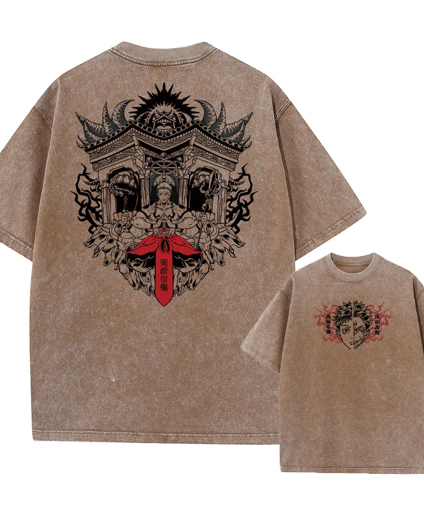 Summer Washed T Shirt Anime Graphic Print Streetwear Vintage Oversized T-Shirt Men Fashion Cotton Top Tee Black Tshirt