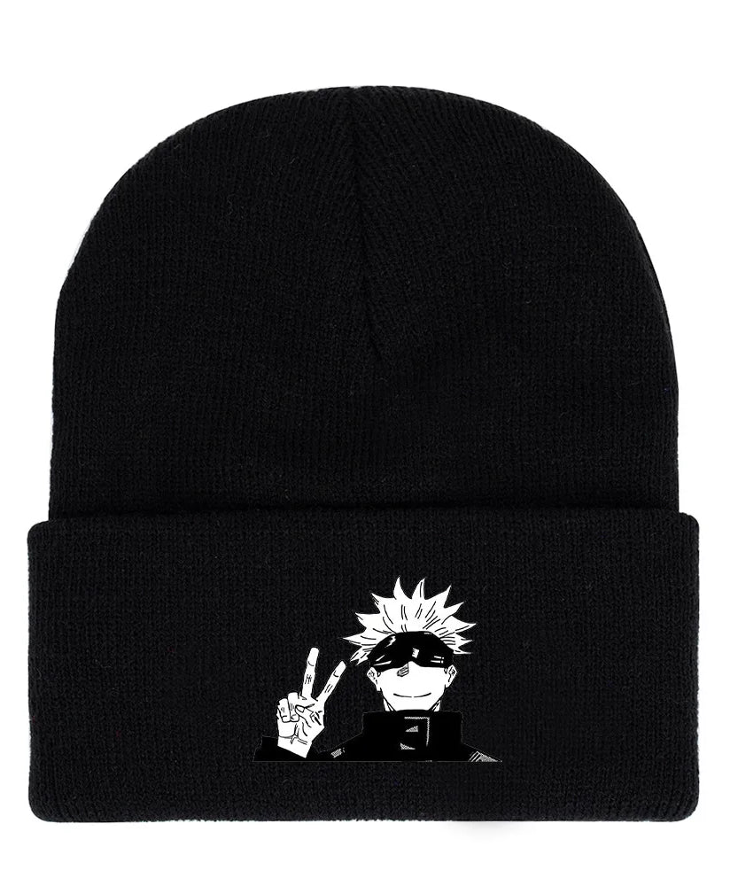 Anime Gojo Satoru Manga Kawaii Hat Autumn Winter Beanies Baggy Jujutsu Kaisen Anime Cat Men Women Knitted Hat