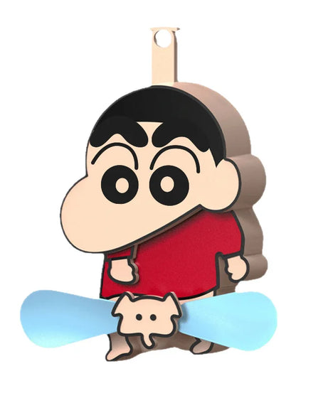 Crayon Shinchans Creative Novelty Mini Press Prank Handheld Fan Double-Blade Foldable Fan Keychain Portable Cute Fan