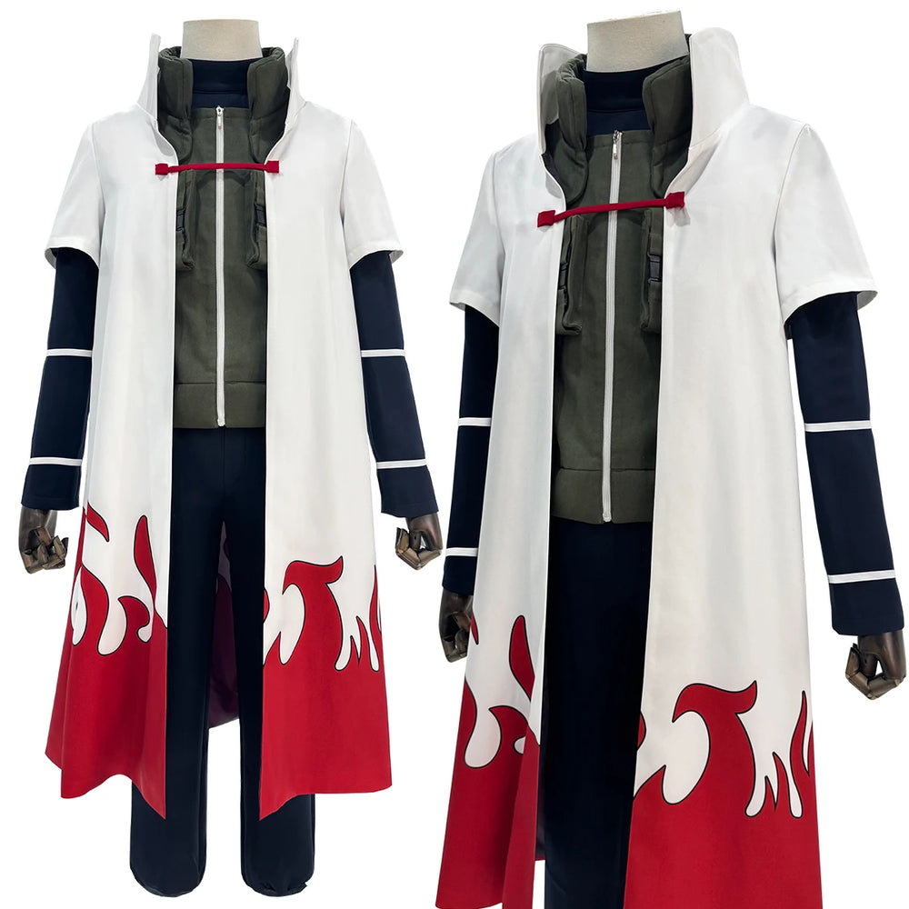 Anime Minato Namikaze Cosplay Costume – Cloak, Vest, Shirt, Pants & Pouch Set
