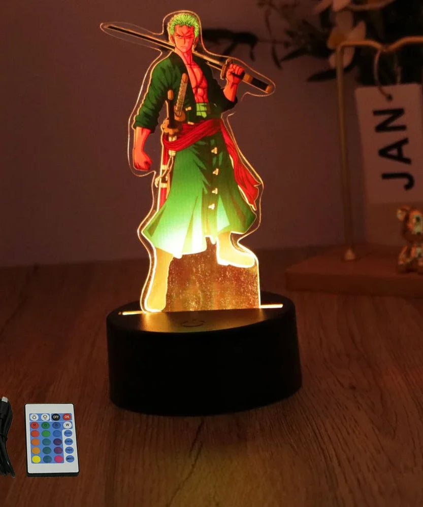 Actions Figure One Piece Luffy Zoro Anime Figures 3D Lamp PVC Action Collection Model Toys LED Night Light Kid Christmas Gift