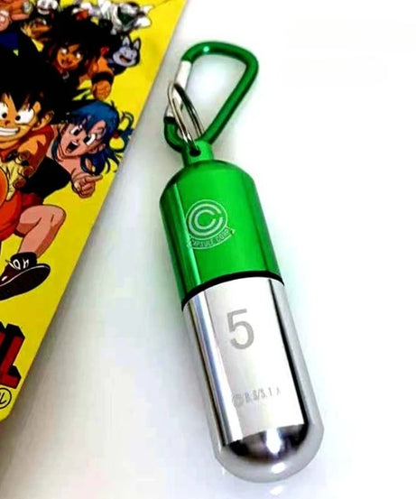 Dragon Ball Aluminum Alloy Keychain Toy Bulma Capsule Creative Keyring Portable Pill Box Container Pendant Birthday Gifts