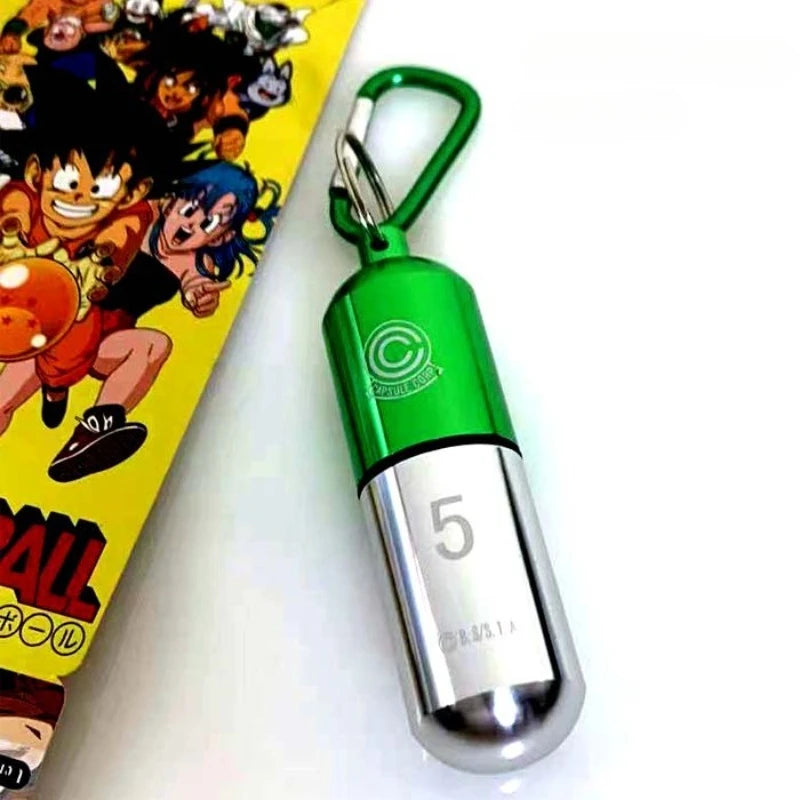 Dragon Ball Aluminum Alloy Keychain Toy Bulma Capsule Creative Keyring Portable Pill Box Container Pendant Birthday Gifts