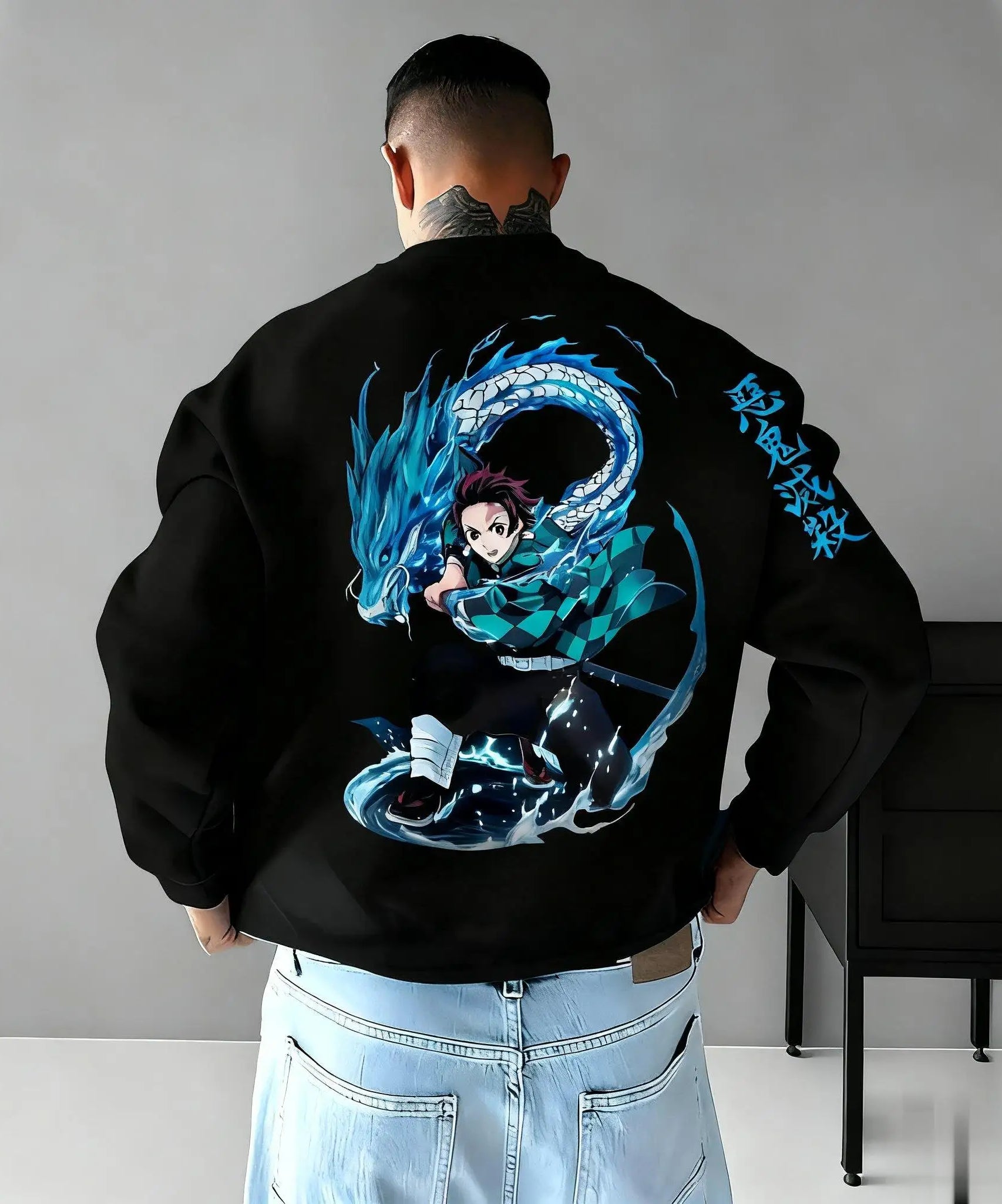 Oversized Demon Slayer Jacket Men Women Hooded Anime Print Coat Outdoor Streetwear Pullover Sweatshirt Casual Autumn Winter New