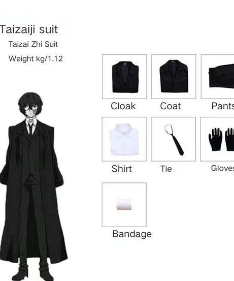 Bungo Stray Dogs Cosplay Costume, Nakahara Chuuya Halloween Costume, Anime Clothes, Adulto Fantasias Deguisement Garcons zones b