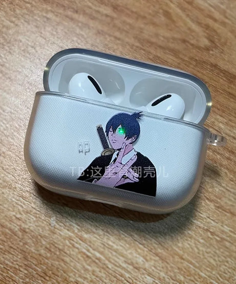Anime Chainsaw Man power and meowy Soft silicone TPU Case For AirPods 4 Pro 1 2 3 Clear Wireless Bluetooth Earphone Box