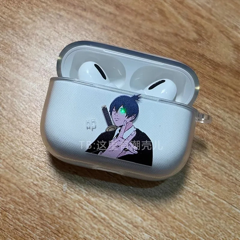 Anime Chainsaw Man power and meowy Soft silicone TPU Case For AirPods 4 Pro 1 2 3 Clear Wireless Bluetooth Earphone Box