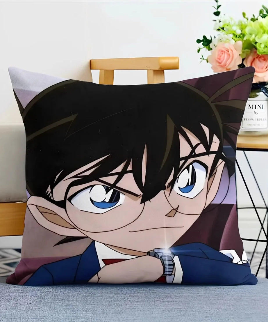 Detective Conan Pillowcase – Soft Anime Cushion Cover with Zipper for Sofa & Bedroom Decor