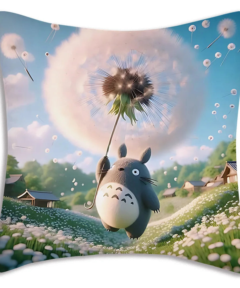 Anime T-TotoroS Kawaii Pillow Covers Cartoon Sofa Decorative Home Double-sided Printing Short Plush Cute Cushion Cover