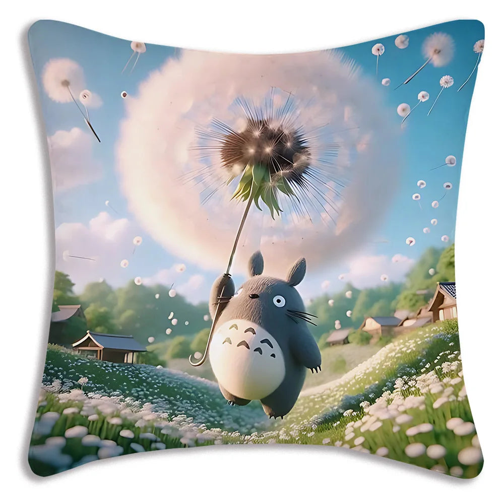 Anime T-TotoroS Kawaii Pillow Covers Cartoon Sofa Decorative Home Double-sided Printing Short Plush Cute Cushion Cover