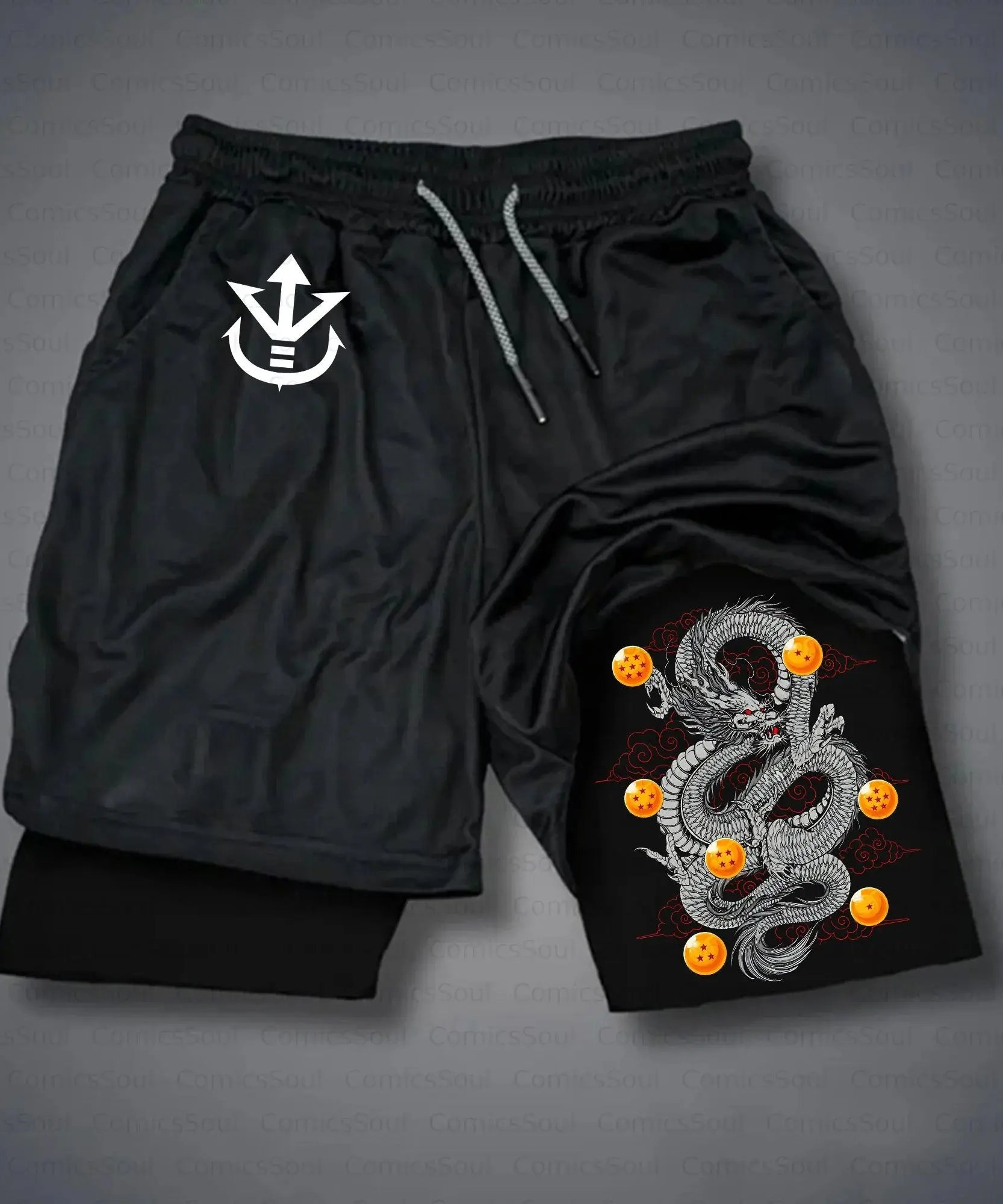 Dragon Ball Anime Men's Shorts Sportswear Quick Dry Gym Pants Double-layer 2 in 1 Shorts Y2k Summer Breathable Streetwear