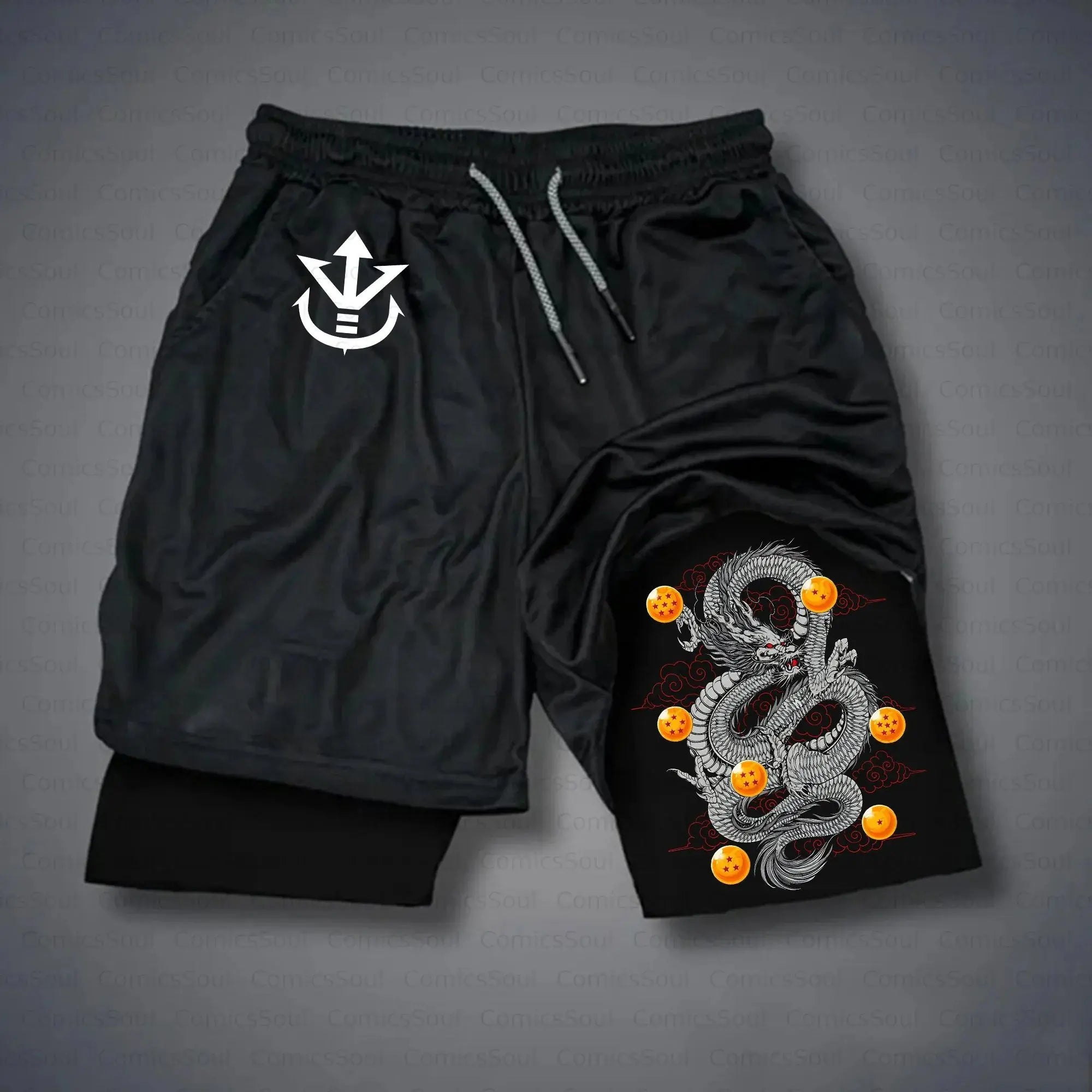 Dragon Ball Anime Men's Shorts Sportswear Quick Dry Gym Pants Double-layer 2 in 1 Shorts Y2k Summer Breathable Streetwear