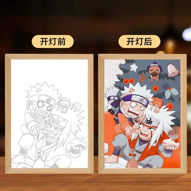 Naruto light painting Kakashi Sasuke Uchiha Madara anime bed head light bedroom creative personality night light holiday gift