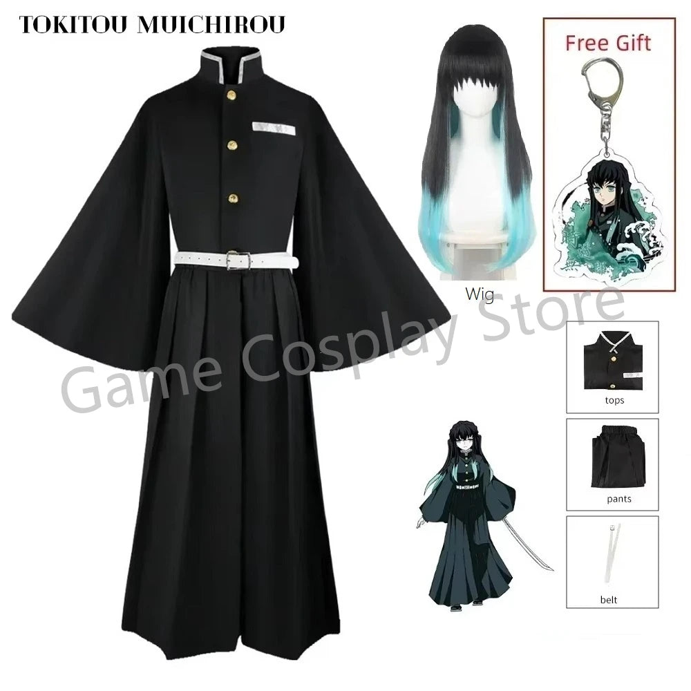 Anime Demon Slayer Muichiro Tokito Cosplay Costume – Uniform & Wig Set