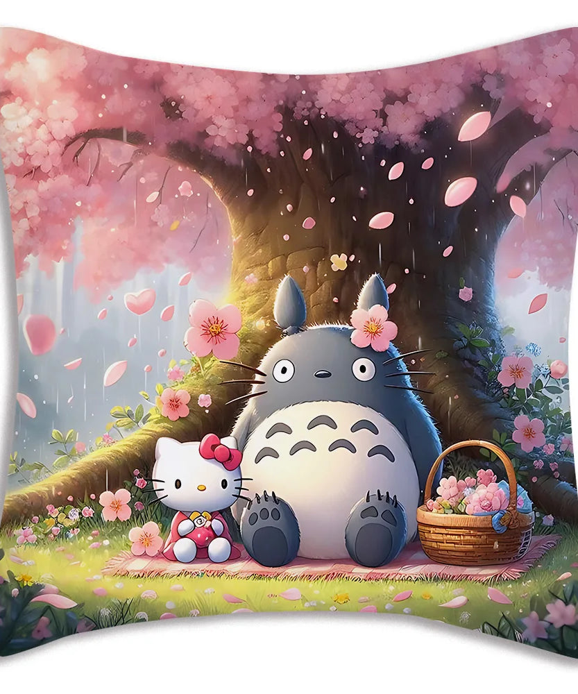 Anime T-TotoroS Kawaii Pillow Covers Cartoon Sofa Decorative Home Double-sided Printing Short Plush Cute Cushion Cover