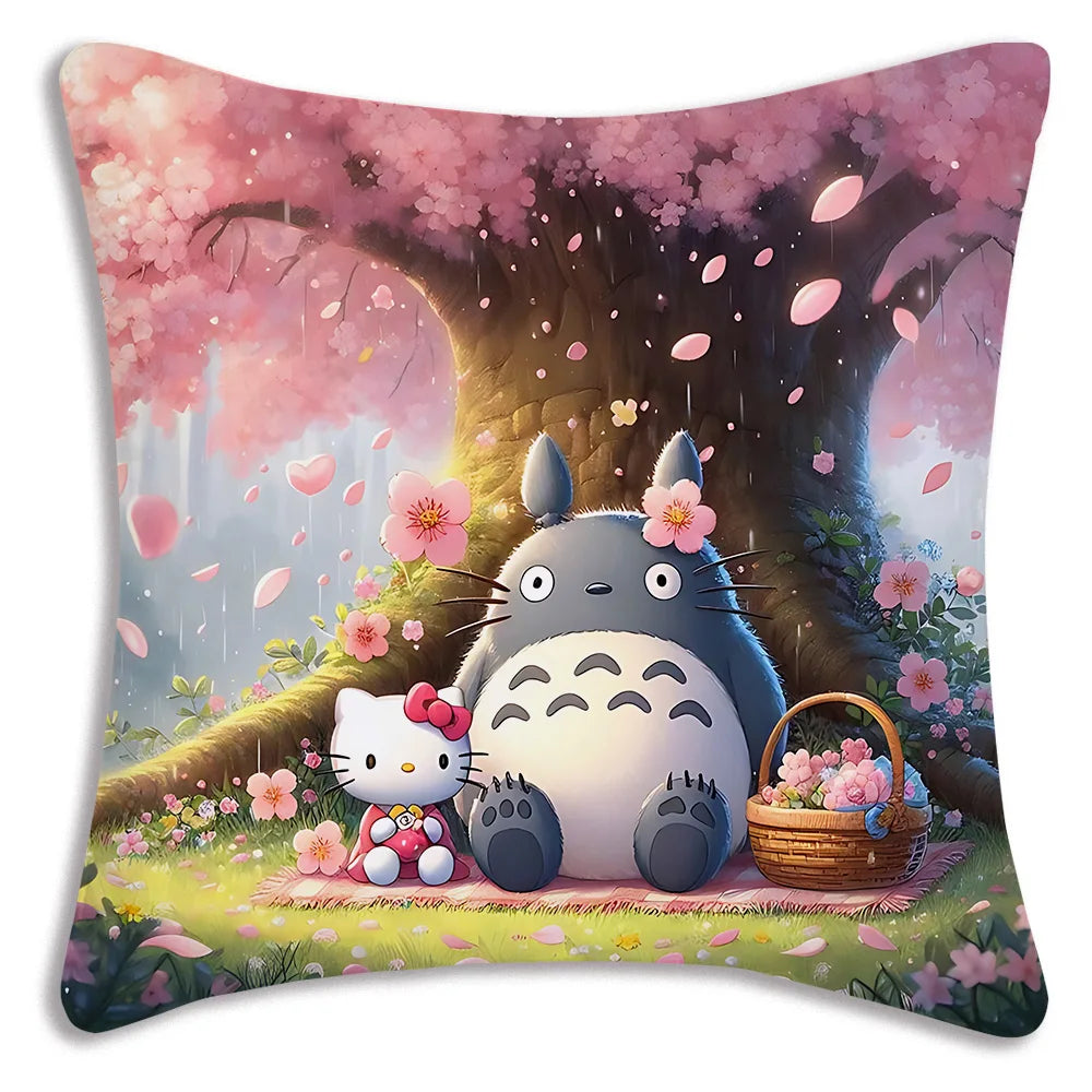 Anime T-TotoroS Kawaii Pillow Covers Cartoon Sofa Decorative Home Double-sided Printing Short Plush Cute Cushion Cover