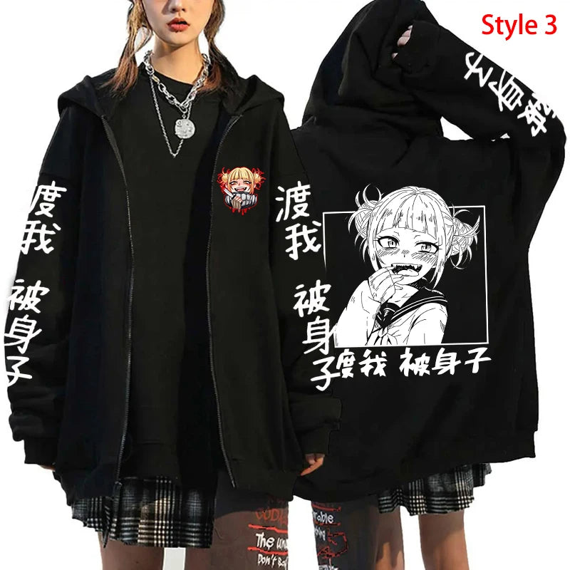 My Hero Academia Himiko Toga Graphic Zip-Up Hoodie Harajuku Streetwear 5