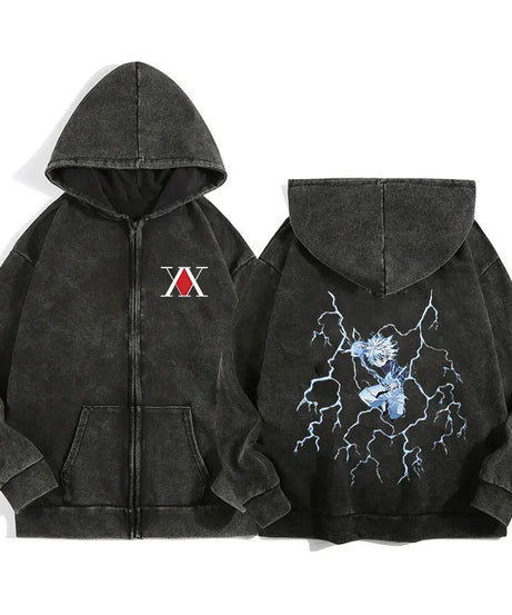 Hunter x Hunter Zip-Up Hoodie – Unisex Anime Streetwear Pullover