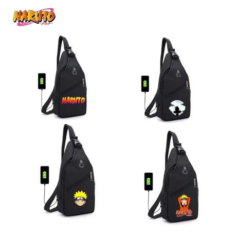 Anime Naruto Chest Pack New Style Male Messenger Bag USB Headphone Jack Single Shoulder Bag Leisure Inclined Shoulder Bag