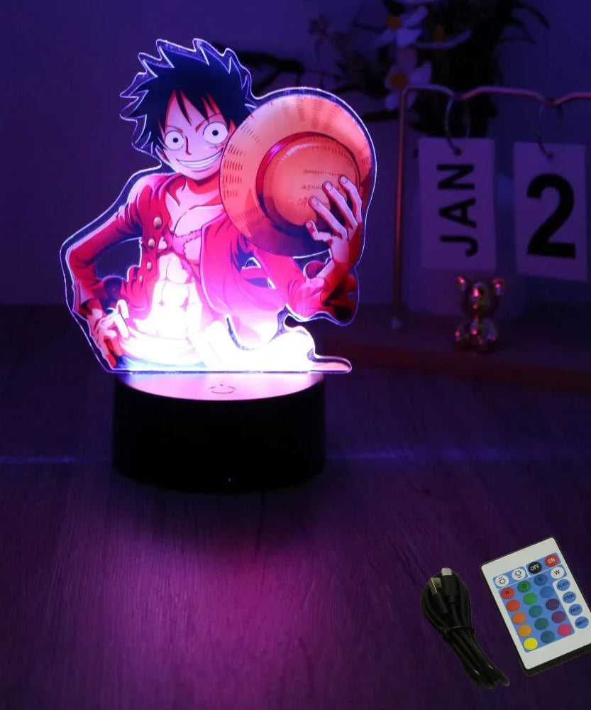 Actions Figure One Piece Luffy Zoro Anime Figures 3D Lamp PVC Action Collection Model Toys LED Night Light Kid Christmas Gift