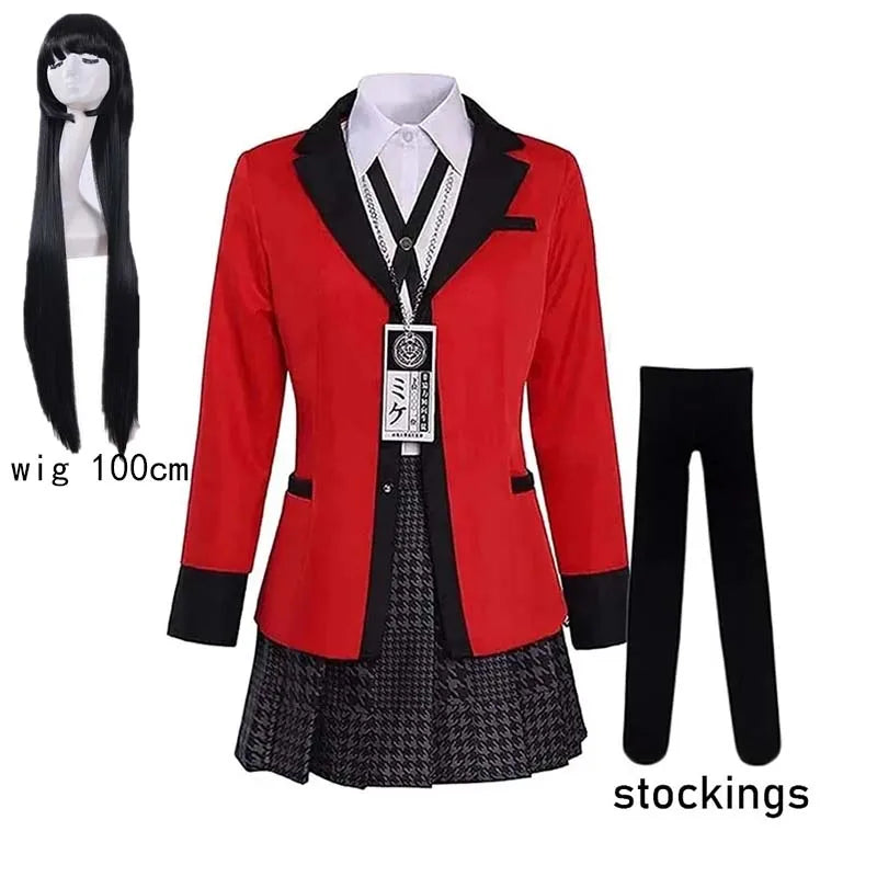 Yumeko Jabami Cosplay Costume School Uniforms Jabami Yumeko Outfits Full Set with Stockings Girl JK School Uniform For Comic Con