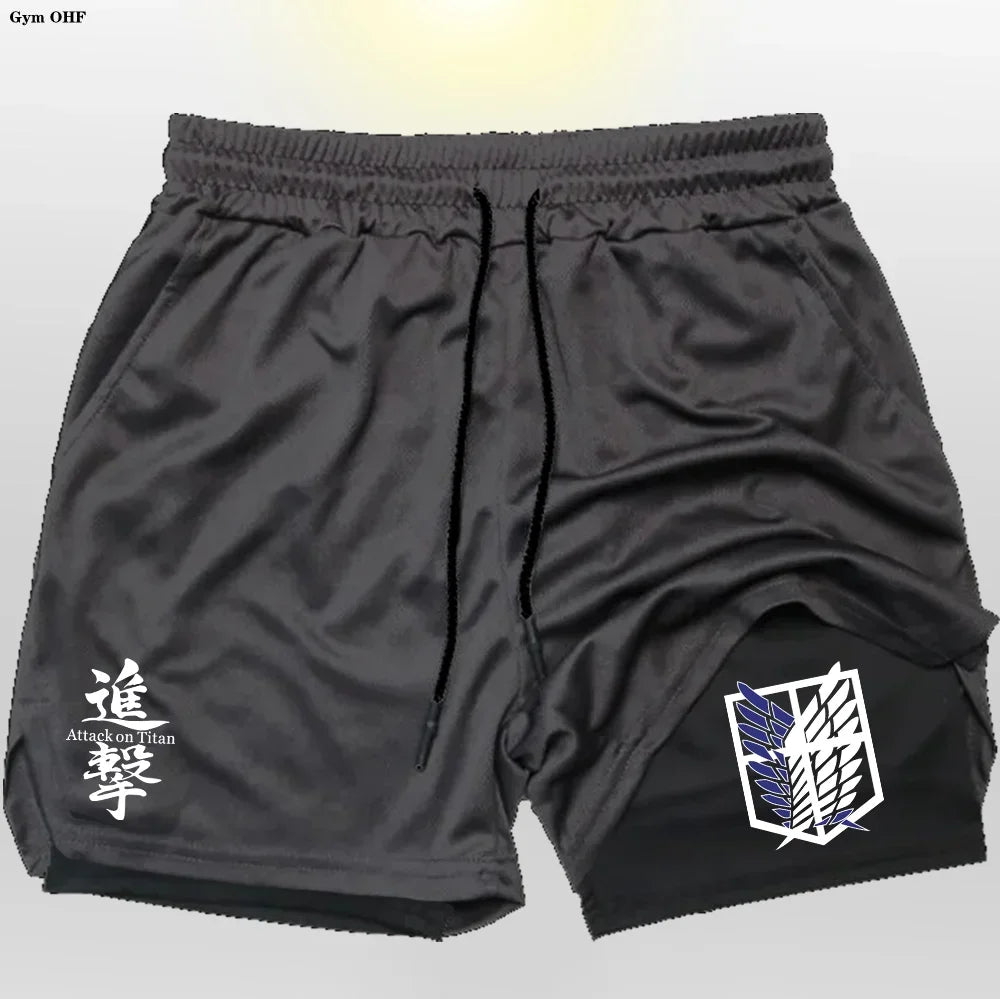 Attack on Titan 2-in-1 Sports Shorts – Wings of Freedom Running Leggings & Fitness Shorts 6