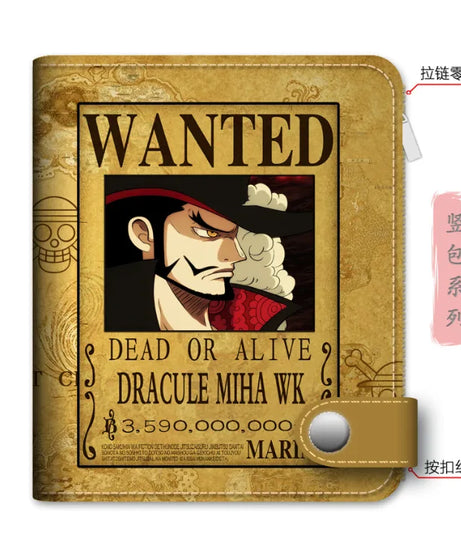 Anime One Piece Figure Wallet Luffy Purse Zoro Ace Bounty Order Skeleton Pattern Pu Kawaii Wallet Card Holder Purse