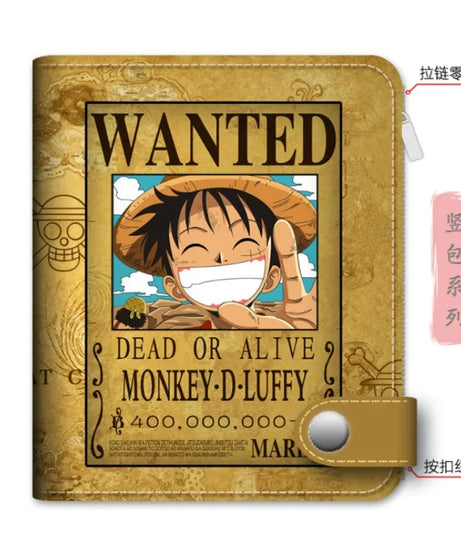 One Piece Bounty Wallet – Luffy, Zoro & Ace PU Leather Anime Card Holder
