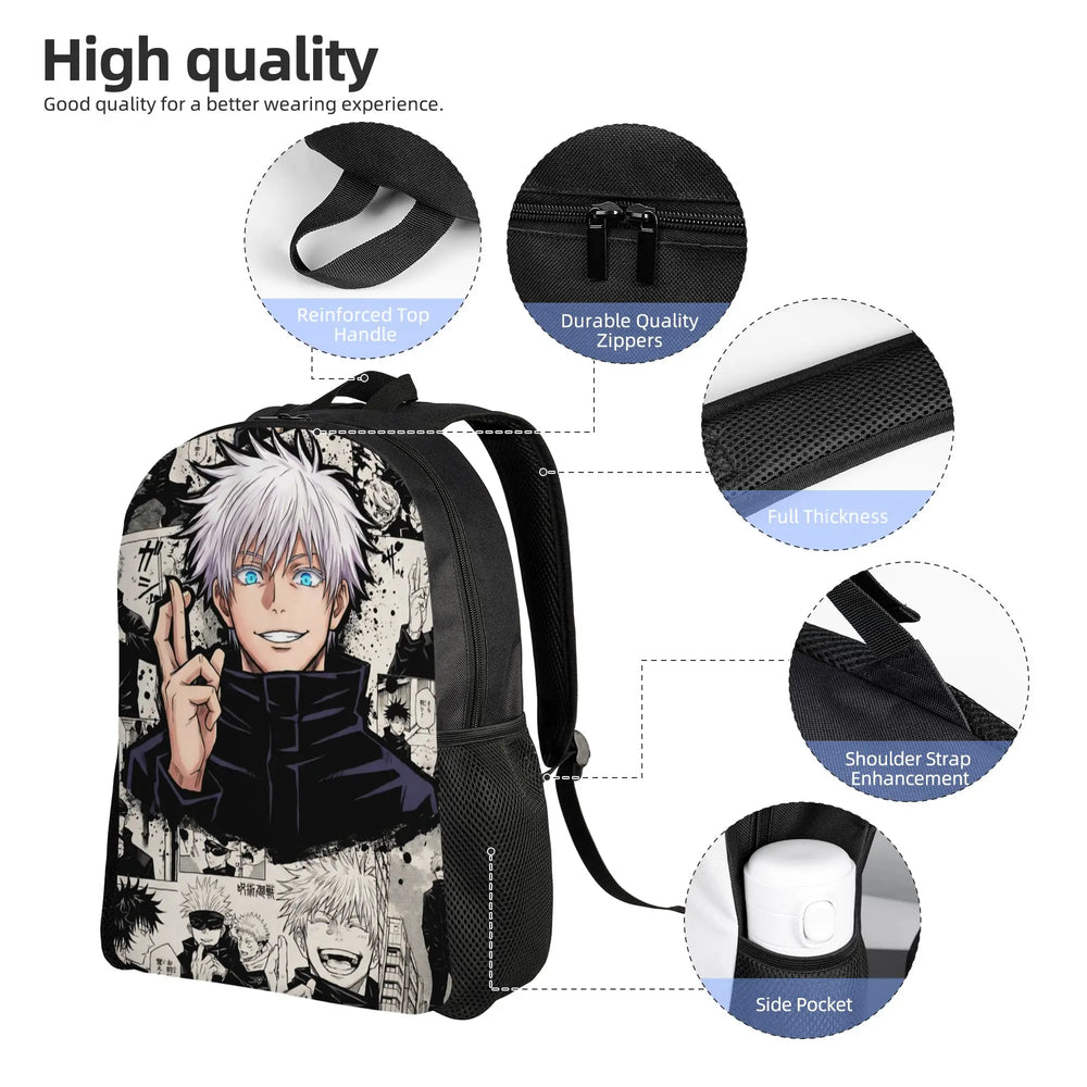 Anime Jujutsu Kaisen Gojo Satoru Retro Print Backpack – Casual School Rucksack & Travel Bag 3