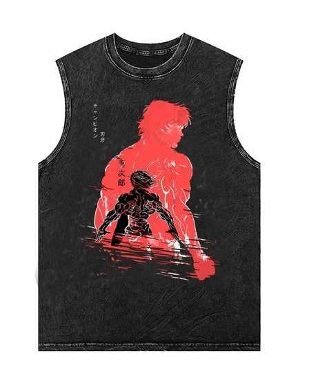 Anime Graphic Tank Tops Man Sleeveless Shirt Vintage Washed Vest  Summer Y2k Clothes Casual T Shirt Harajuku Streetwear