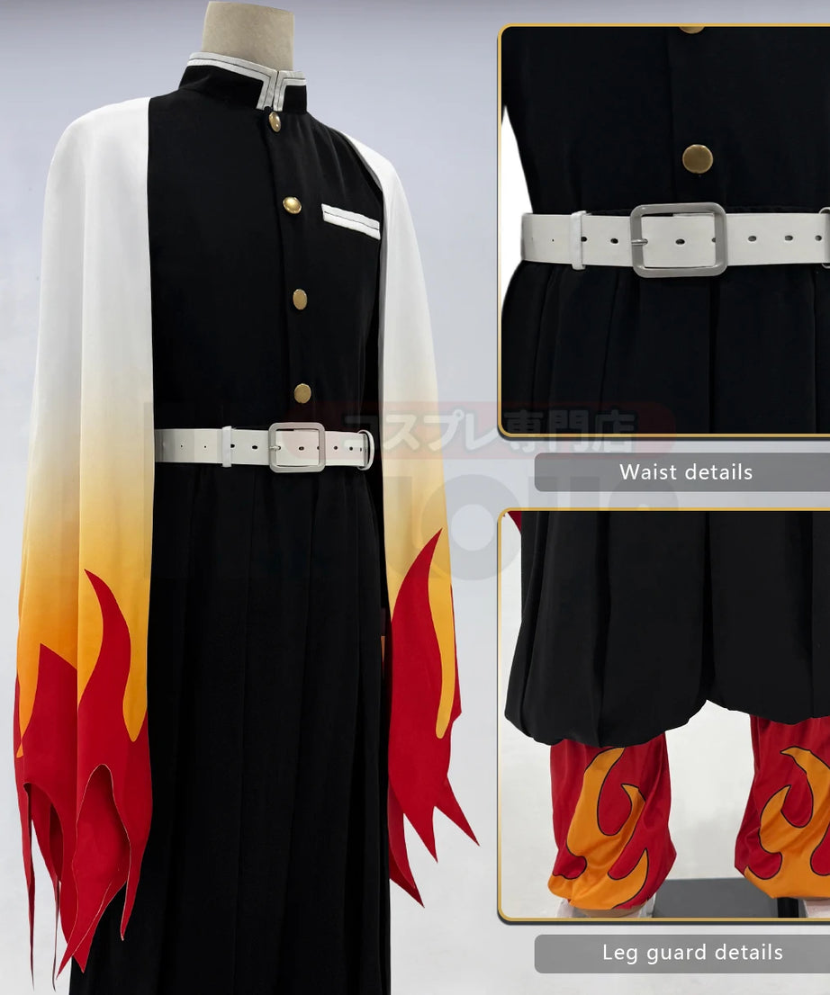 Anime Rengoku Kyoujurou Cosplay Costume Wig Haori Embroidery Top Elastic Pants Belt Convention Halloween Christmas