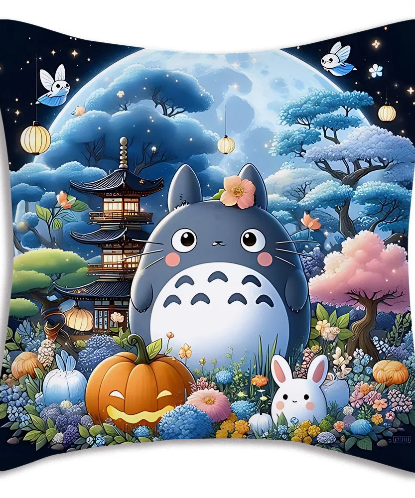 Anime T-TotoroS Kawaii Pillow Covers Cartoon Sofa Decorative Home Double-sided Printing Short Plush Cute Cushion Cover