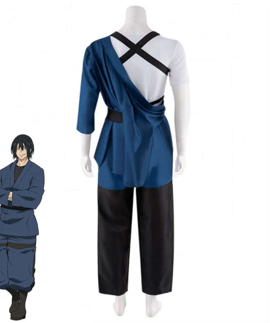 Anime Fire Force Shinmon Benimaru Cosplay Costume Blue Japanese Practice Uniform Tops Wig Adult Man Halloween Carnival Suit