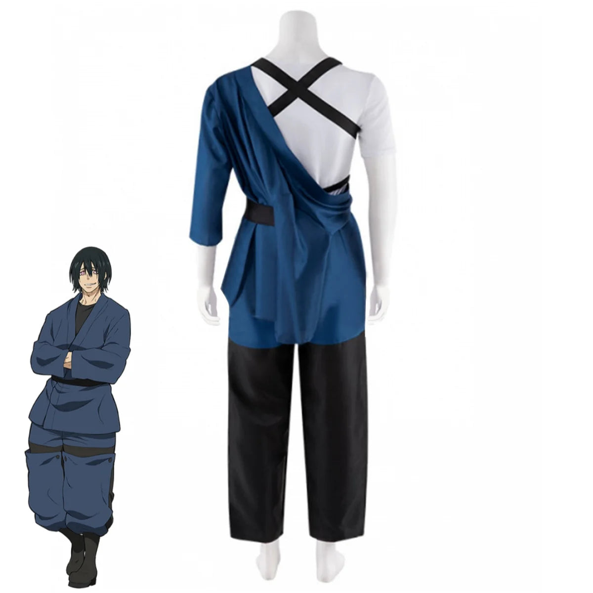 Anime Fire Force Shinmon Benimaru Cosplay Costume Blue Japanese Practice Uniform Tops Wig Adult Man Halloween Carnival Suit