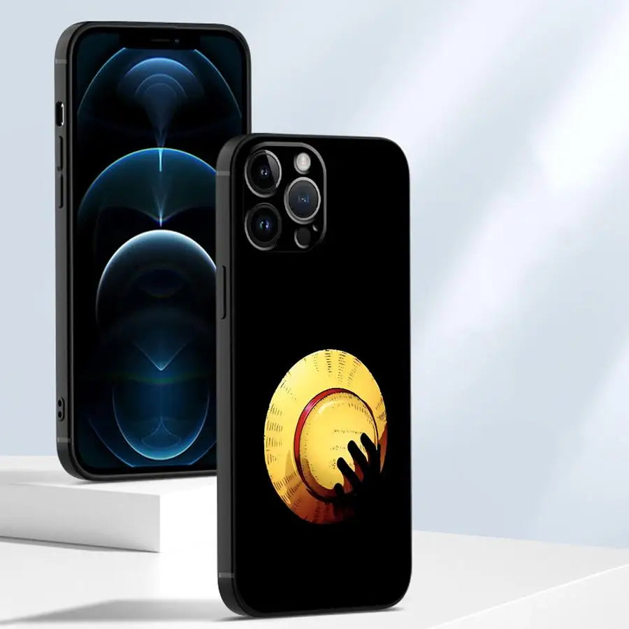 Case for iPhone 15 16 14 Plus 13 12 11 17 Pro Max 7 8 XR 17Air XS Max Black Soft Phone Cover Luffy One-PieceS