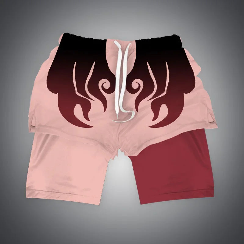 One Piece x Naruto x Dragon Ball 2-in-1 Men’s Gym Shorts – Quick-Dry & Breathable Sportswear