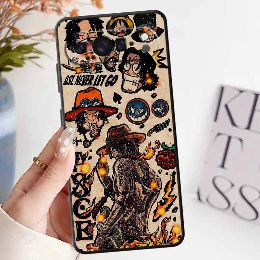 O-One P-Pieces Anime Case for Google Pixel 8a 7 Pro 9 Pro XL 6a 9a 8 Pro 6 Pro 7a Soft Cover