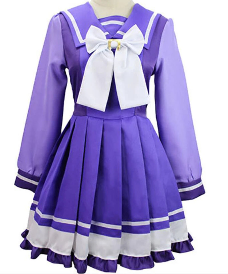 Anime Womens Suit Cosplay Mejiro McQueen Costume Purple Dress Maid Bow Suit Halloween Christmas Outfit