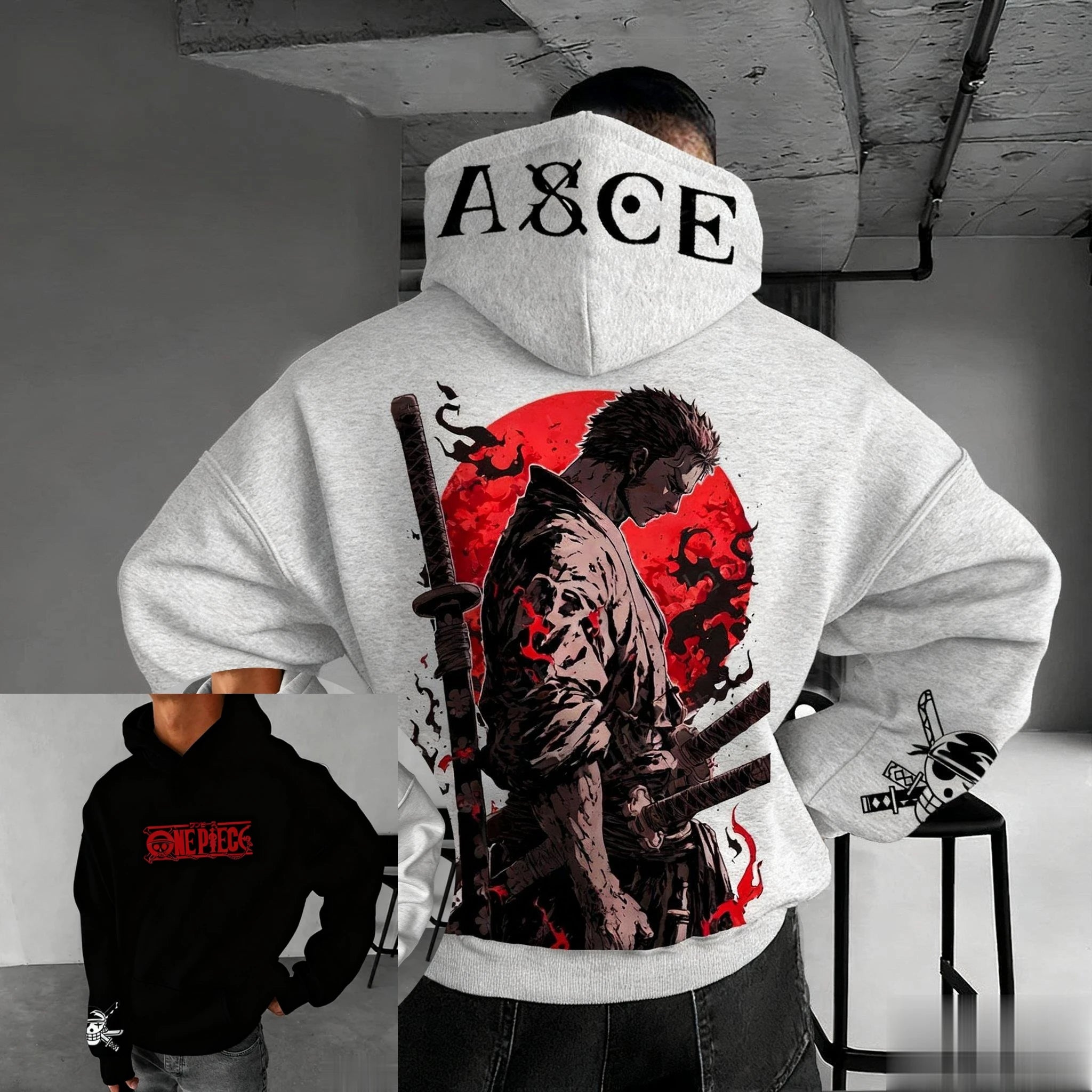 Anime One Piece Zoro Print Hoodie Men Women New Spring Autumn Casual Streetwear Cosplay Jacket Pullover Sweatshirt Fashion Tops