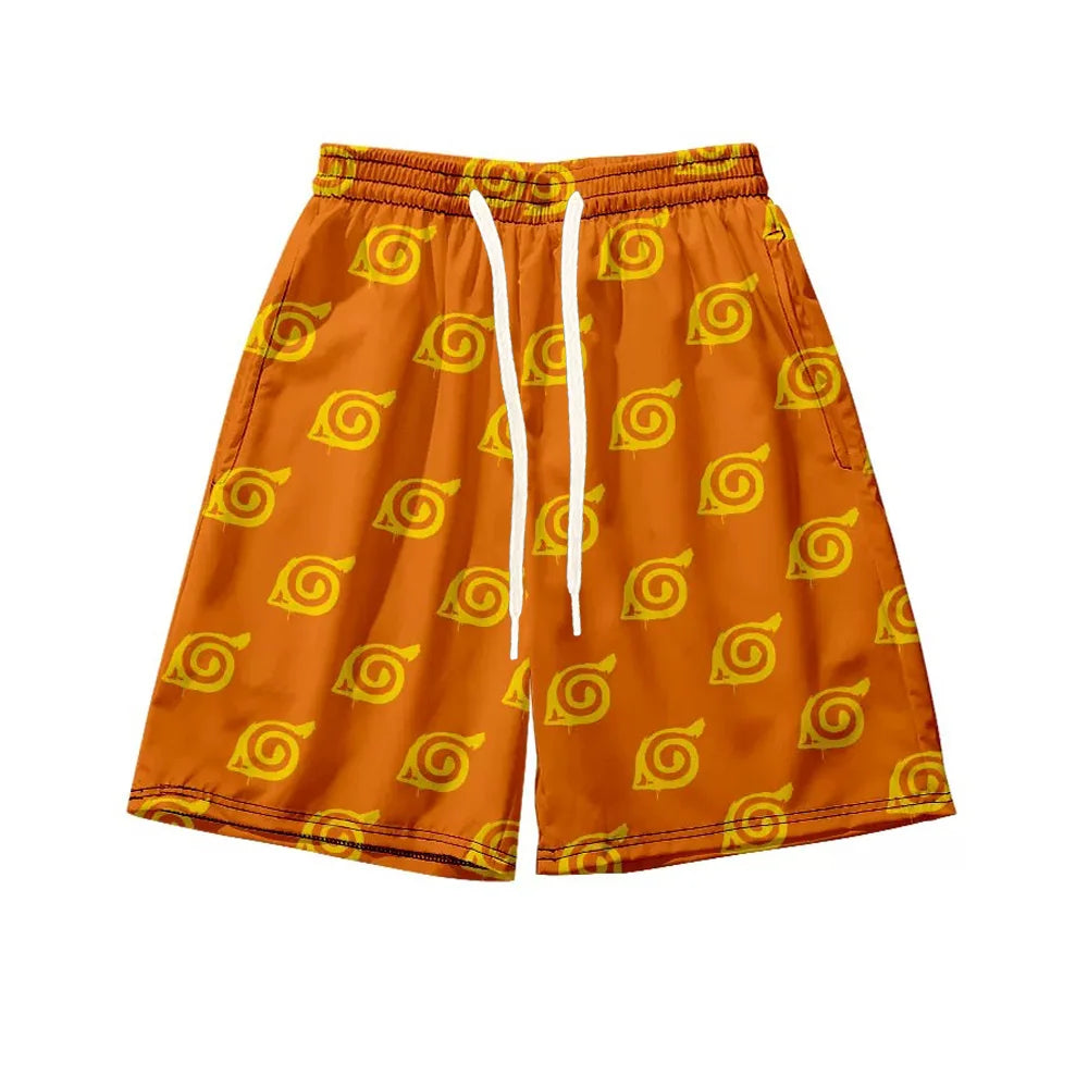 Anime Naruto Akatsuki Cloud 3D Print Shorts – Quick-Dry Mesh Beach & Casual Sports Shorts 3