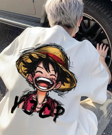 One Piece Anime T-Shirt Men Straw Hat Pirates Monkey D Luffy Manga Graphic Mens T Shirt Harajuku Short Sleeve Tops Men Clothing